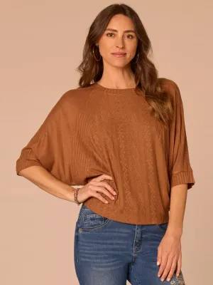 Democracy Petite 3/4 Dolman Sleeve Crew Neck Knit Top: