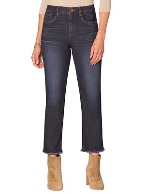 Democracy “Ab”solution® High Rise Fray Slim Straight Jeans with Cascading D: