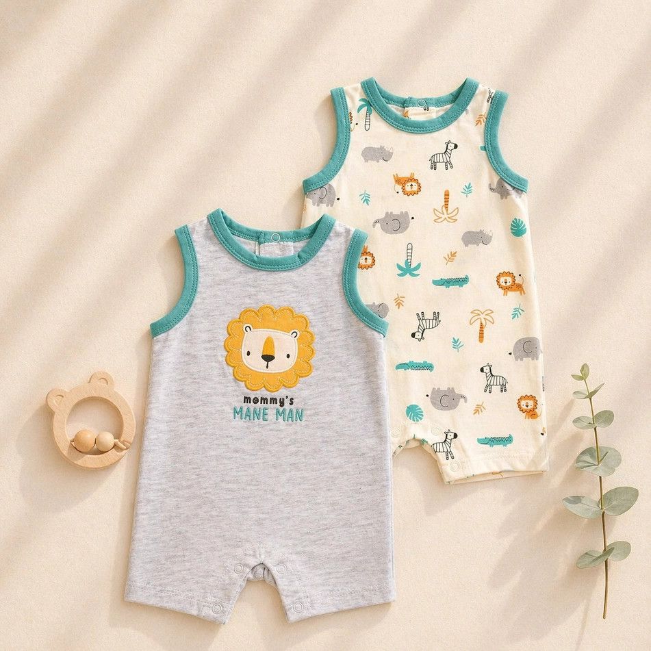 2pcs Set Baby Sleeveless Rompers Tank Top Jumpsuit: