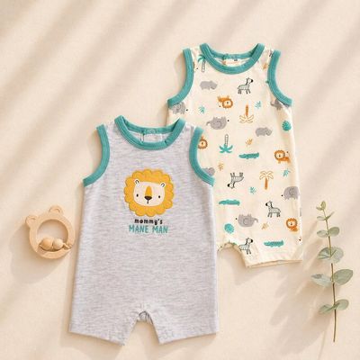 Lollipop Dreams 2pcs Set Baby Sleeveless Rompers Tank Top Jumpsuit: