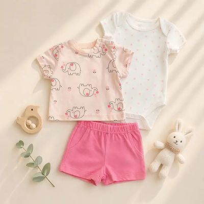 Lollipop Dreams 3pc Bodysuit T-Shirt & Short Set: