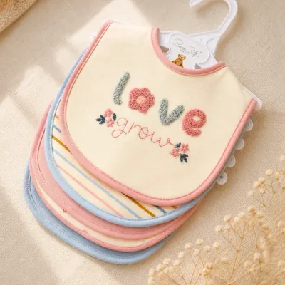Lollipop Dreams 5 Pack Soft Cotton Poly Embroidered Baby Bibs: