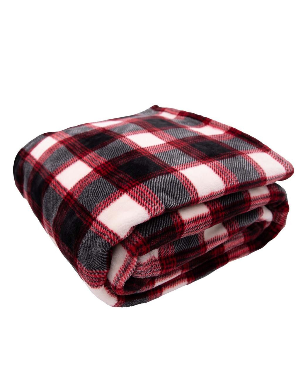 Lazy One 50” x 70” Cloud Fleece Throw Blanket:, Design: Black Plaid