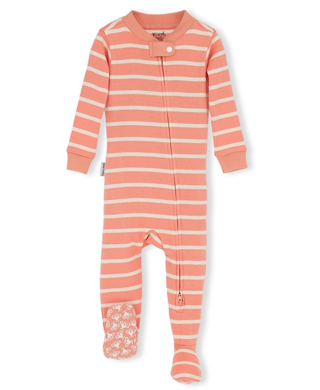 Lazy One Wild Firefly Coral Stripes Infant Footed Pajama:
