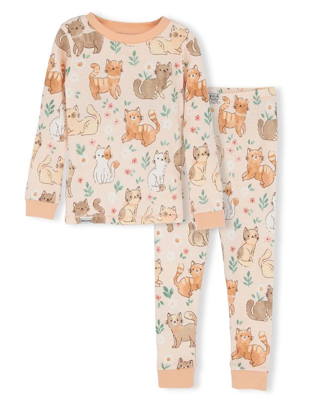 Lazy One Wild Firefly Cats PJ Set: