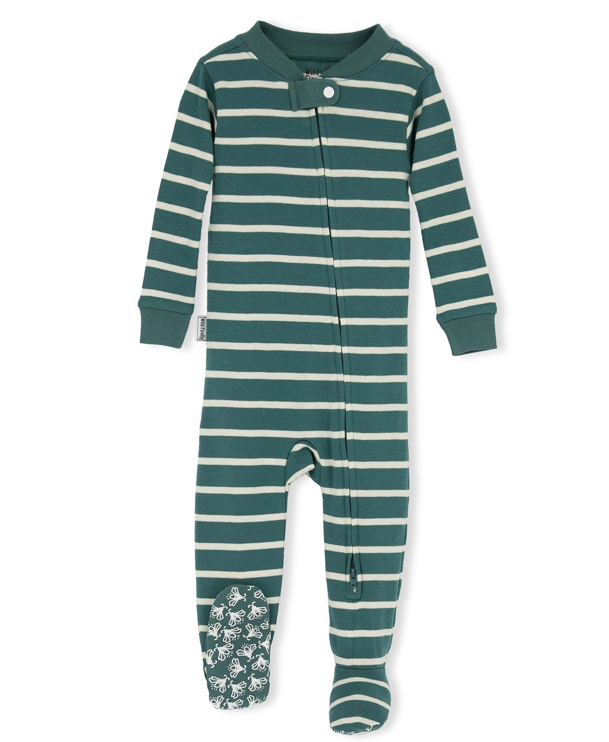 Lazy One Wild Firefly Teal Stripes Infant Footed Pajama:
