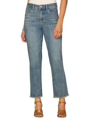 Democracy Petite 25/14 "Ab"Sol High Rise Slim Straight Cascading-D  &amp; Clean Finish Fray:
