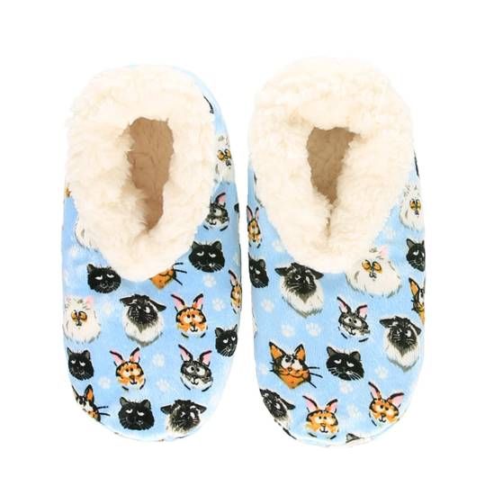  Lazy One Cattitude Blue Fuzzy Feet Slipper: