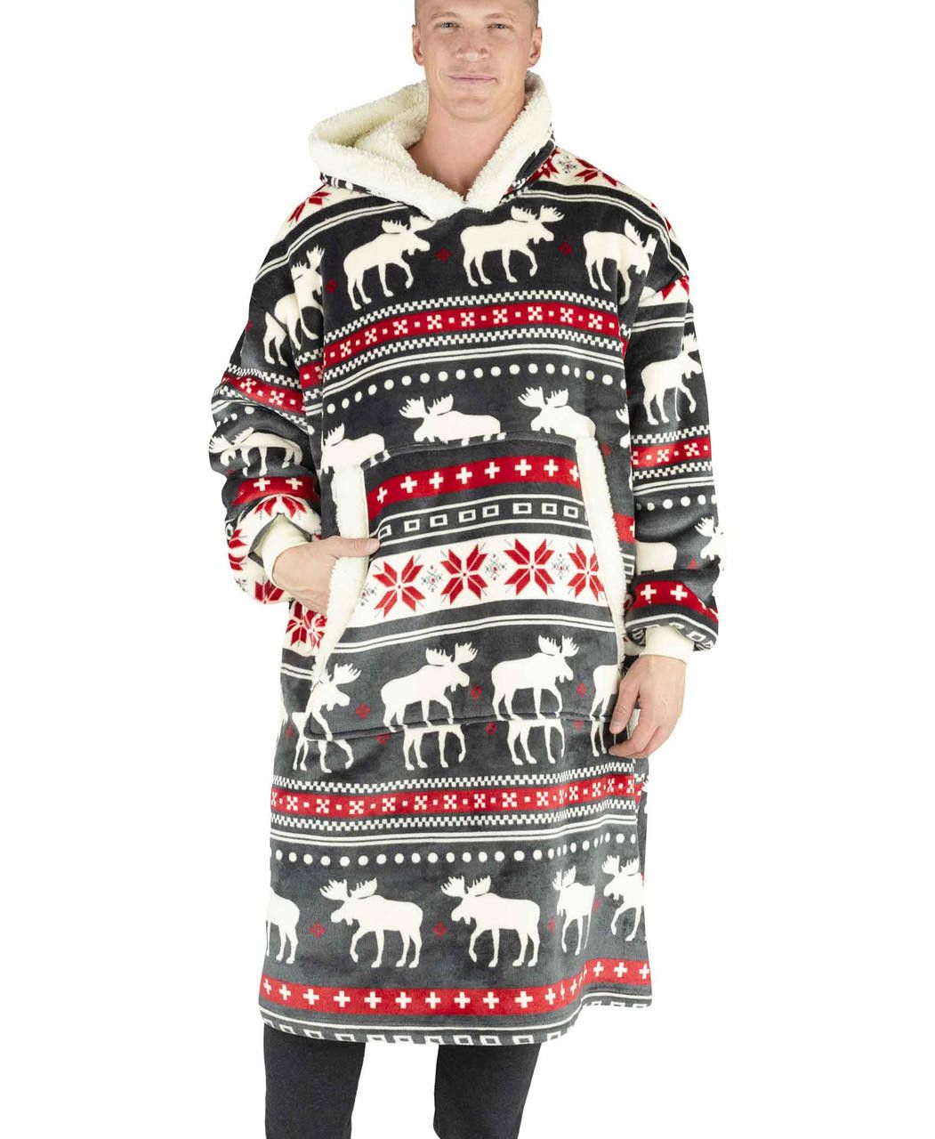Lazy One Adult Blanket Hoodie, Description: Cabin Fair Isle