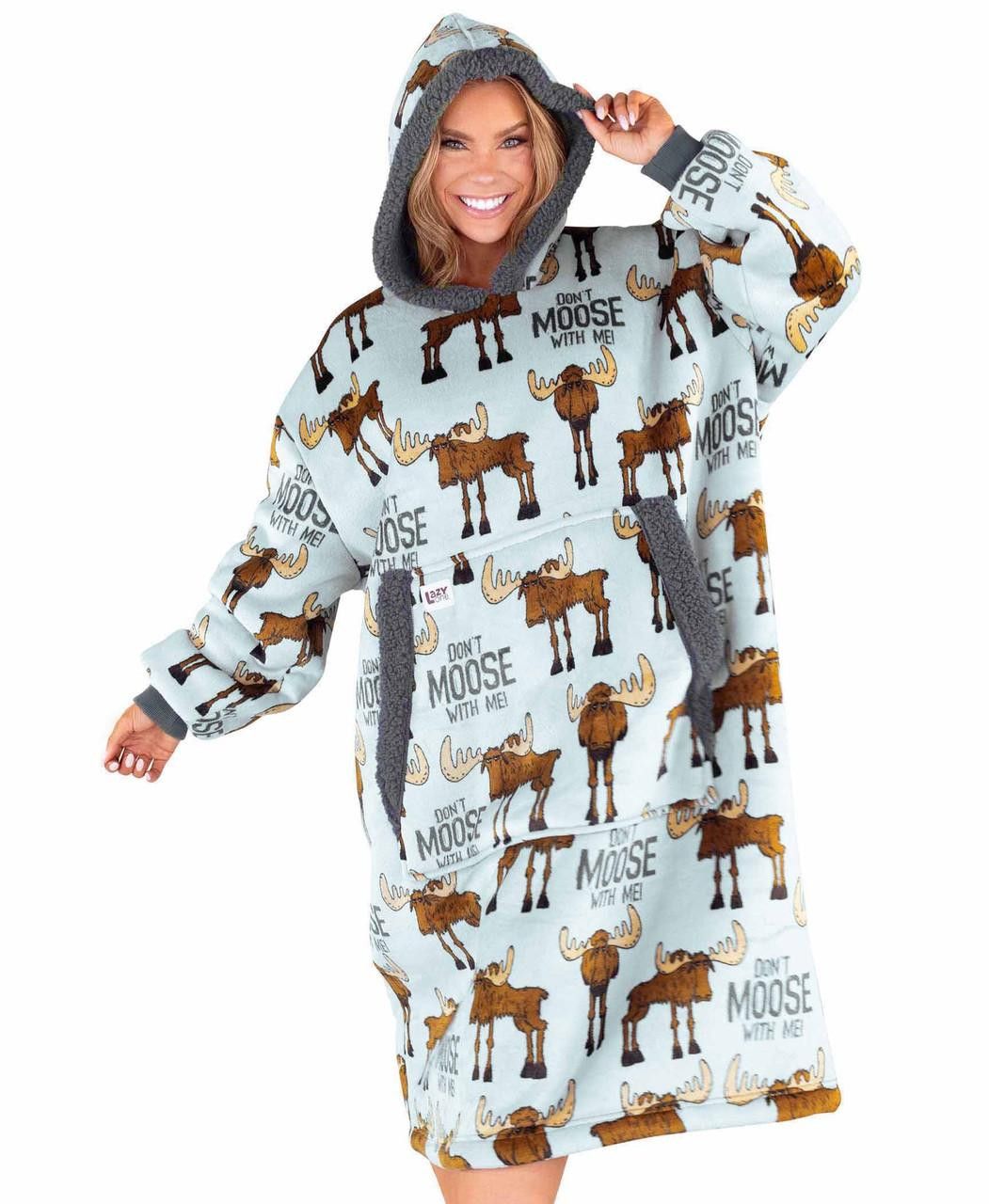 Lazy One Adult Blanket Hoodie, Description: Don't Moose w/ Me