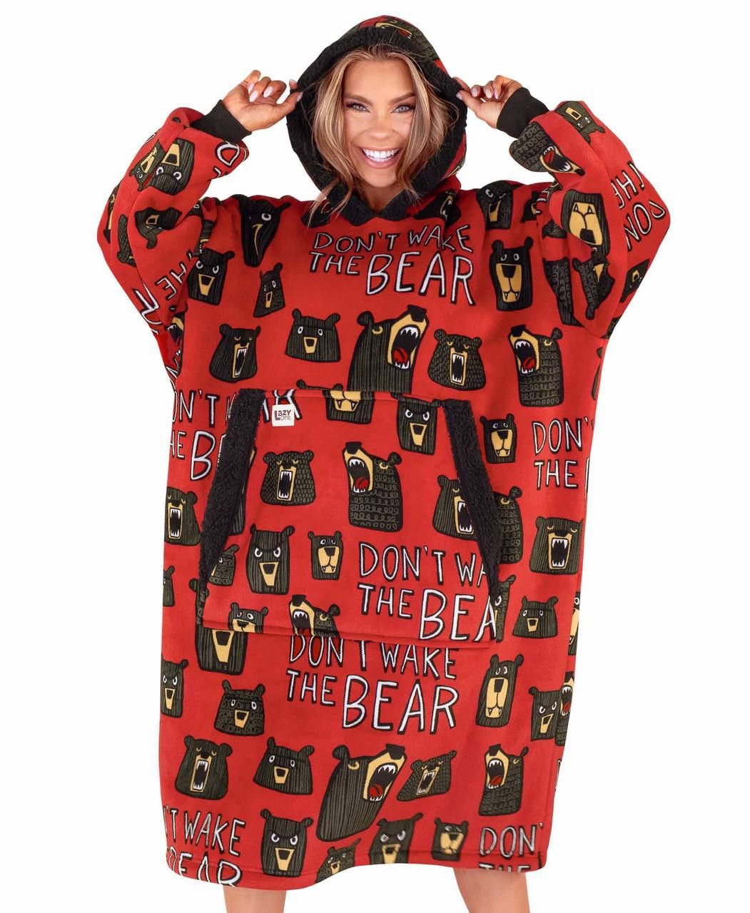 Lazy One Adult Blanket Hoodie, Description: Don't Wake the Bear