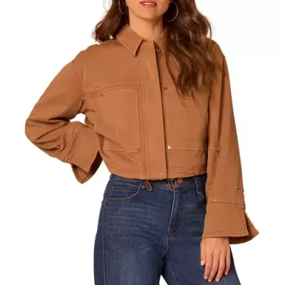Democracy Bracelet Length Snap Cuff Bomber Jacket: