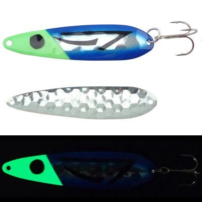 Moonshine Lures - Half Moon Trolling Spoon - Standard - 3 1/2 in., Colour: SILVER FLOUNDER