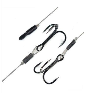 Gamakatsu - Treble Stinger Rig - Wire Leader - Black, Size: #12