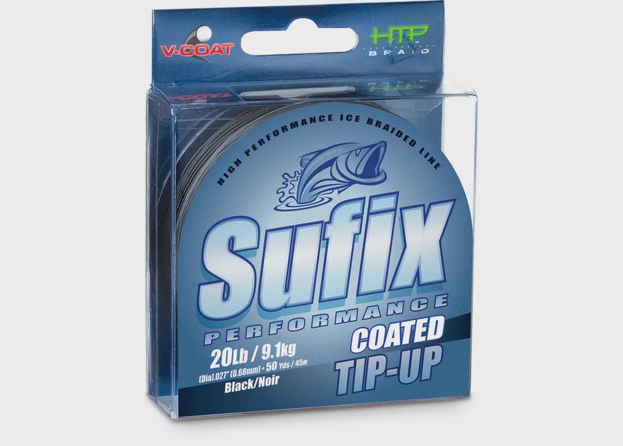 Sufix - Performance Tip-Up Vinyl Coat - Braided Ice Fishing Line - Black - 50 yd.
