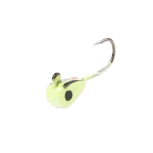 Clam - Dave Genz Drop-Kick Jig, Size: 12, COLOR: WHITE-GREEN GLOW BAR
