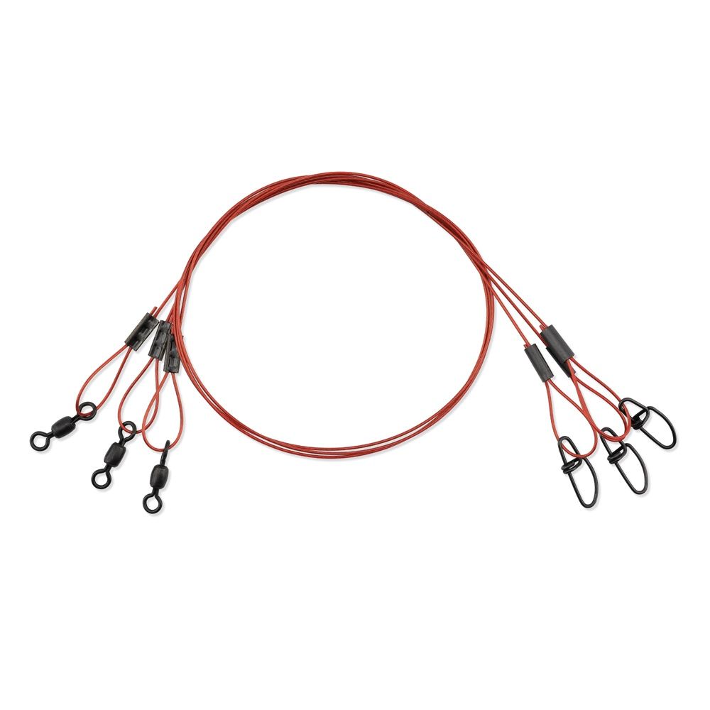 AFW - Bleeding Leaders - 3 Pack Blood-Red Nylon Coated Stainless Steel Leader, Test: 18 IN. - 60 LB