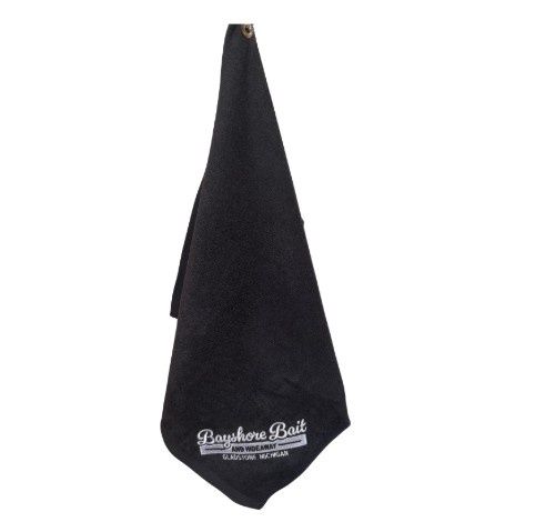 Bayshore Bait and Hideaway - Boat Towel with Grommet &amp; Hook - Black