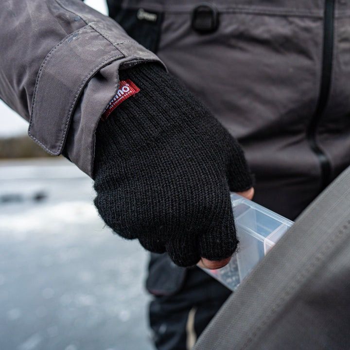 Eskimo - Fingerless Gloves - Black Ice Wool, Size: SMALL/MEDIUM