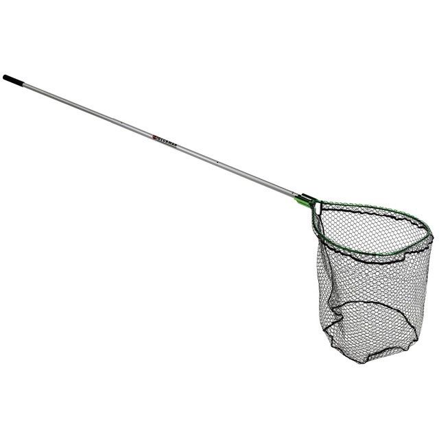 Beckman - Coated Fishing Net - 4-7' Extendable - Green/Silver, Size: 22x26x24