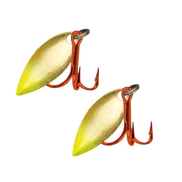 Acme Tackle - Gold/Glow Willow Blade Treble - Red, Size: 10