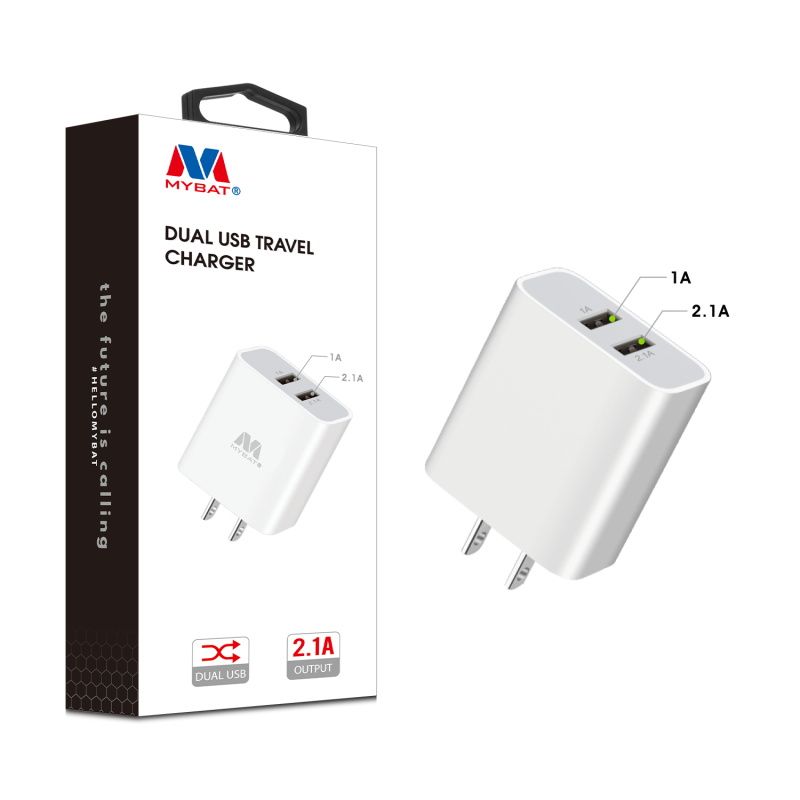 MyBat Dual USB Travel Charger Adapter - White
