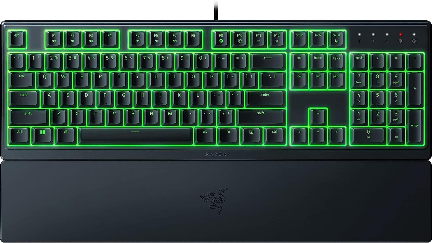Razer Ornata V3 X Gaming Keyboard Low-Profile Keys - Silent Membrane Switches - Spill Resistant - Chroma RGB Lighting - Ergonomic Wrist Rest - Classic Black