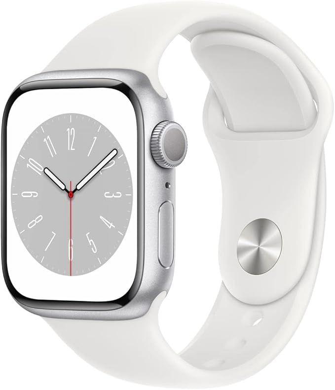 Apple Watch Series 8 (GPS) 41mm Aluminum Case with White Sport Band - S/M - Silver