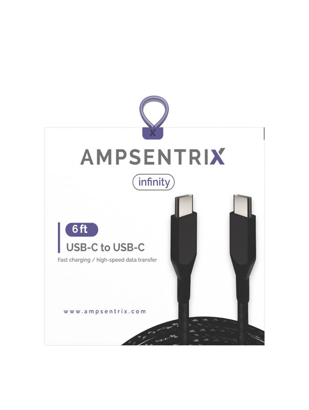 AmpSentrix USB-C to USB-C 6ft - Black