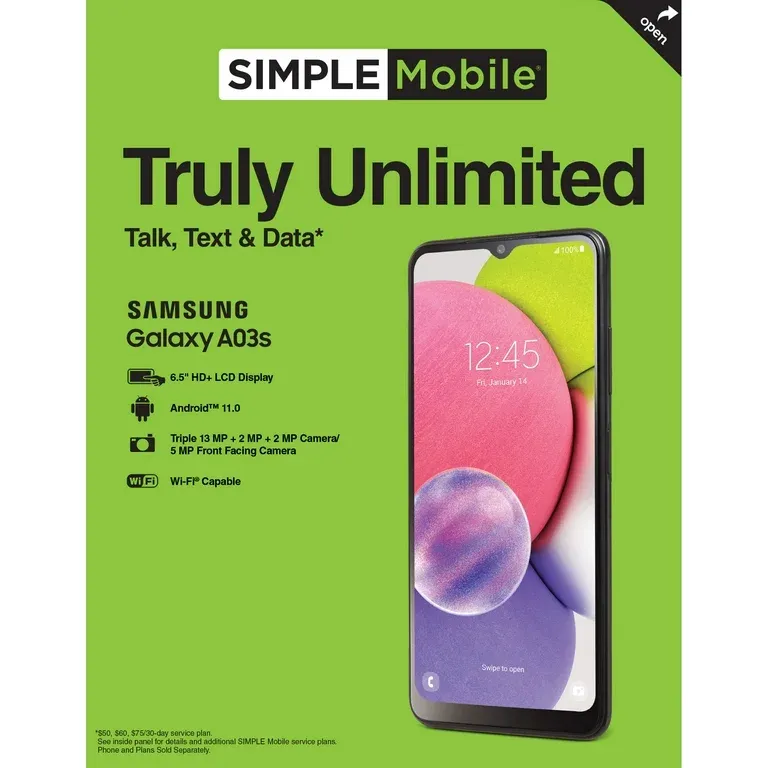 Samsung Galaxy A03s Black - Simple Mobile