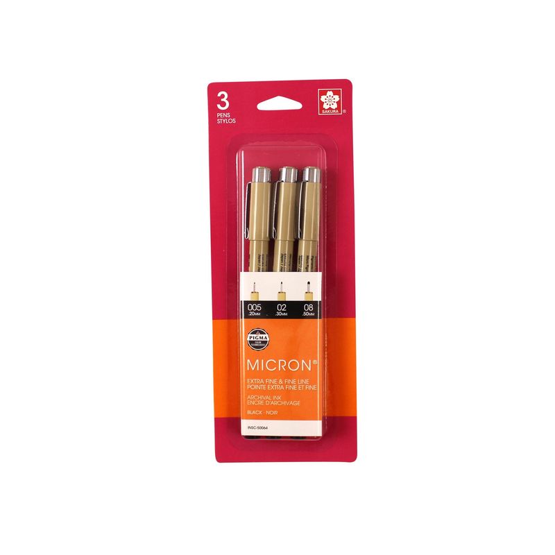 Pigma Pen Set - 3 Noir (.005/.02/.08)