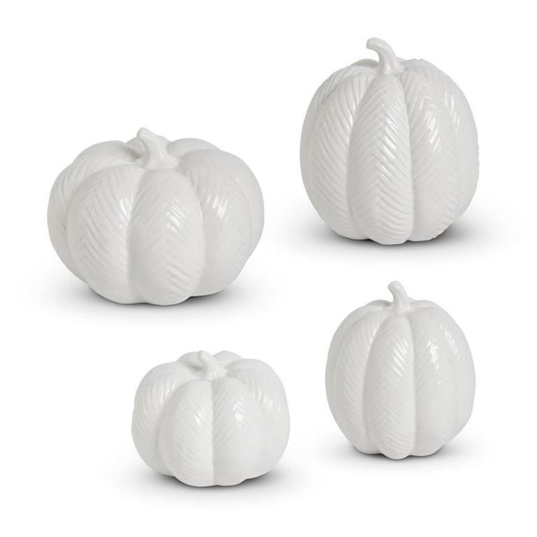 Medium White Ceramic Pumpkin