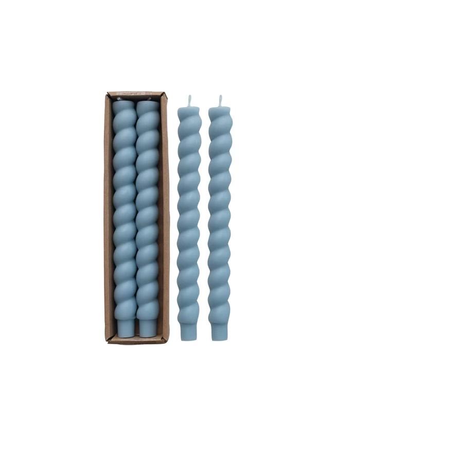 Light Blue Twisted Taper Candles