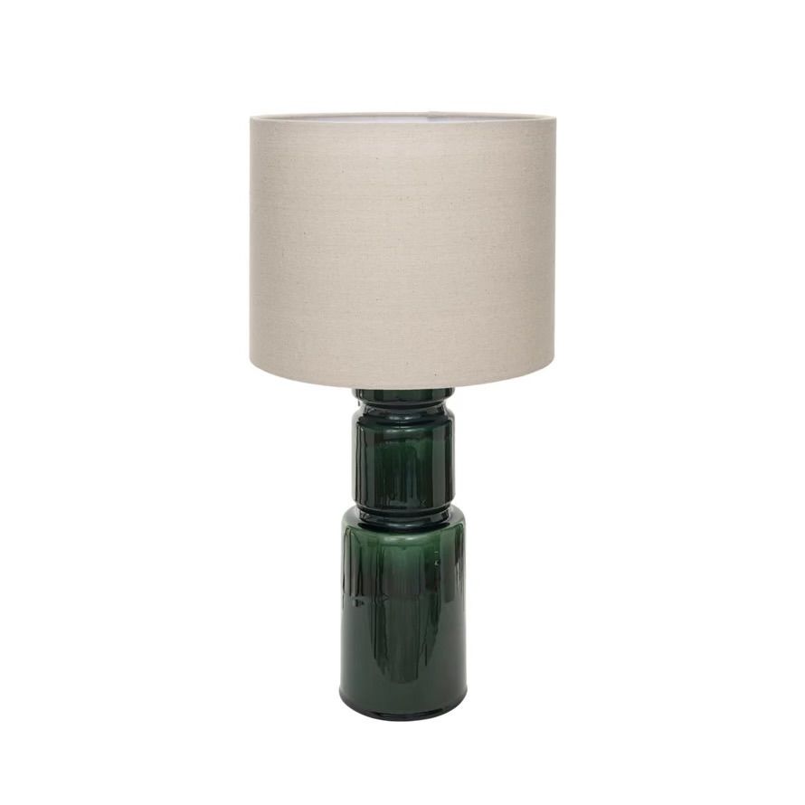 Green Ceramic Lamp Linen Shade