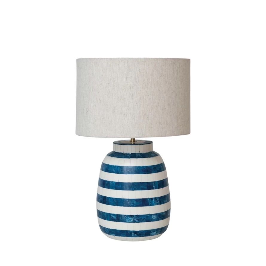 Blue &amp; White Stripe Lamp