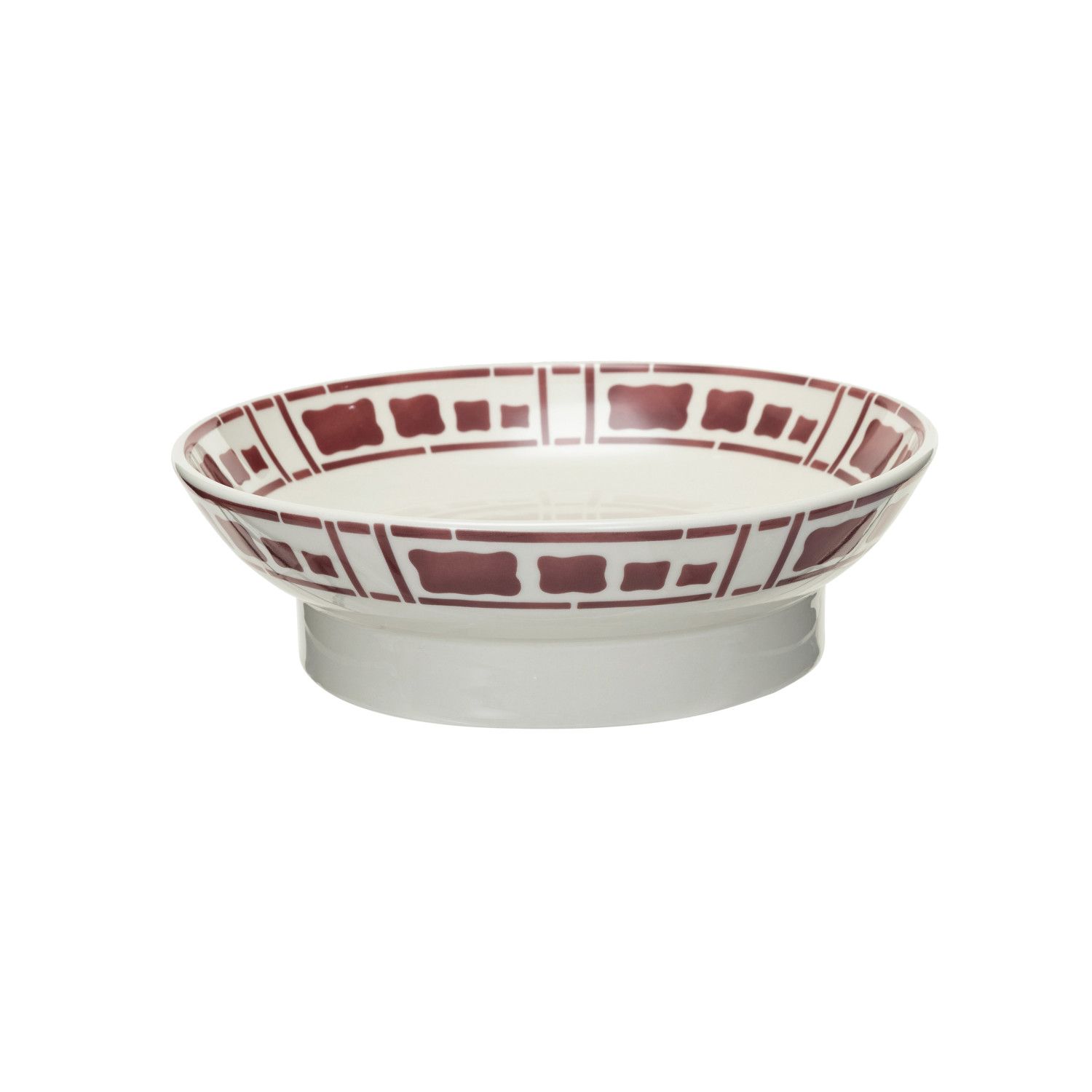 Burgandy &amp; White Footed Bowl