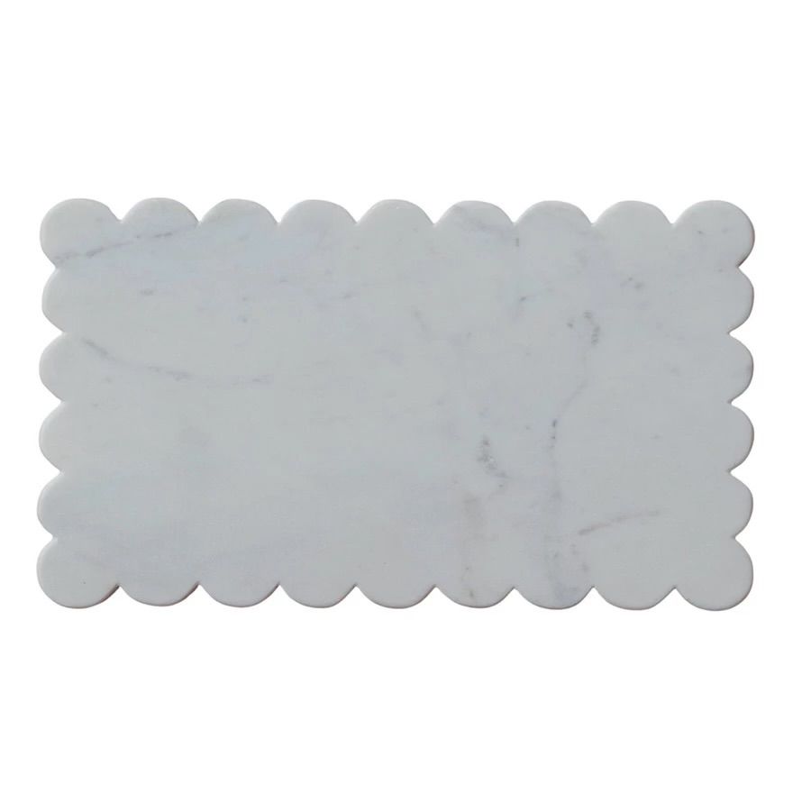 White Marble Scallop Serving Board