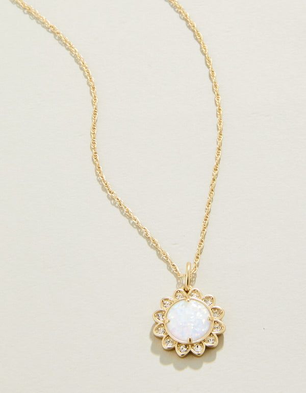 Opaline Halo Necklace 18&quot; White