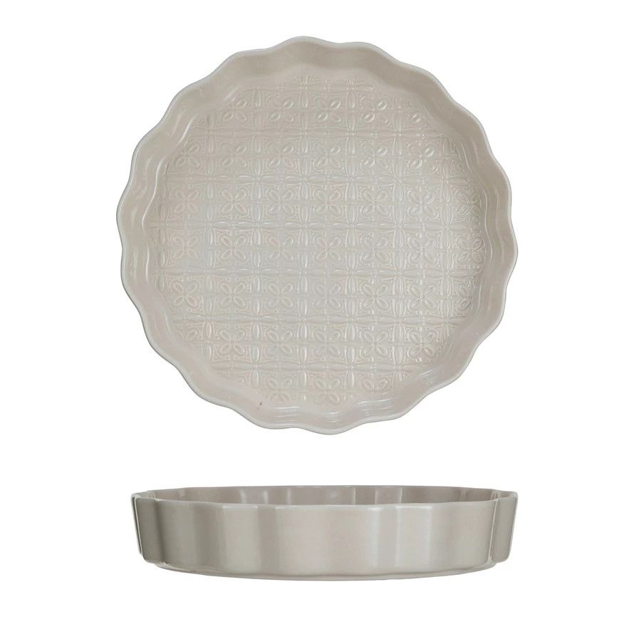 White Embossed Pie Dish
