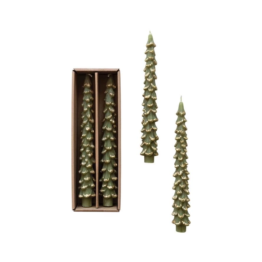 Green &amp; Gold Tree Tapers