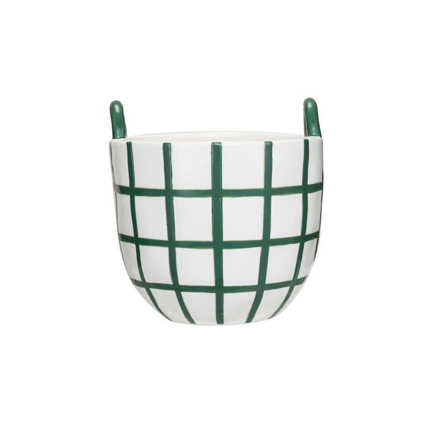 Green &amp; White Grid Container