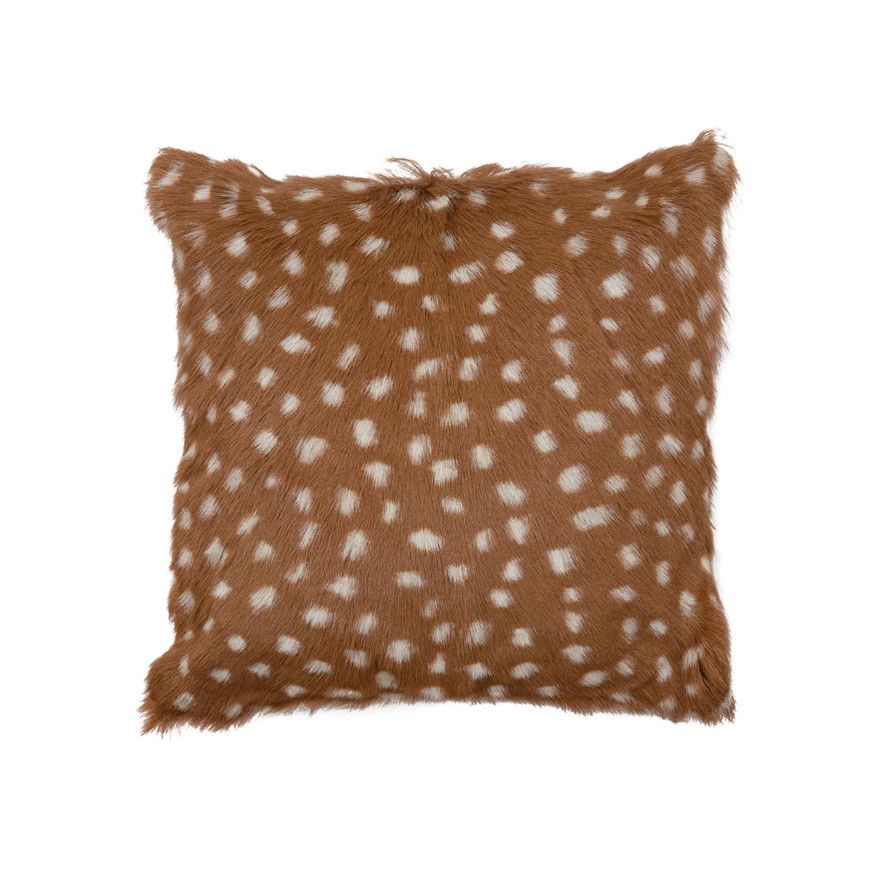 Brown &amp; White Spotted Fur Pillow