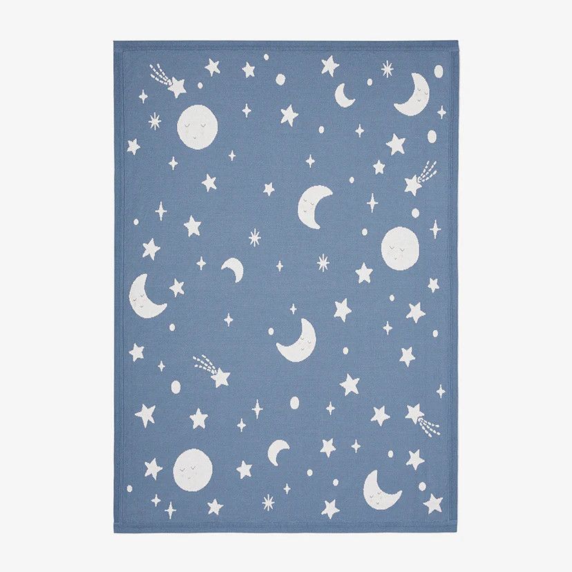 Blue Moon &amp; Stars Knit Blanket