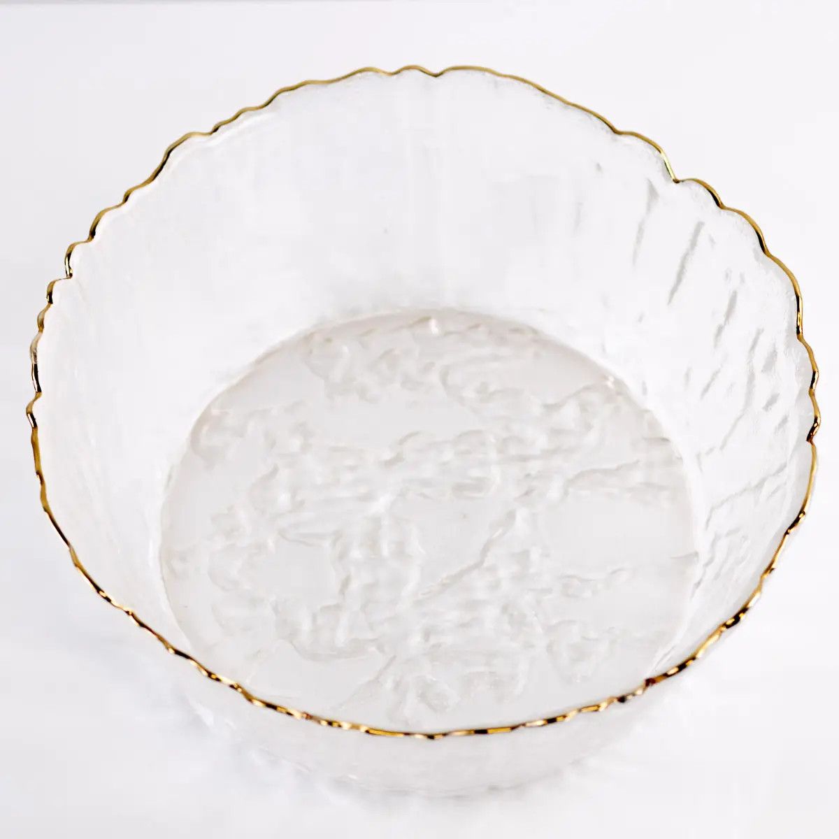 Gold Edge Glass Serving Bowl