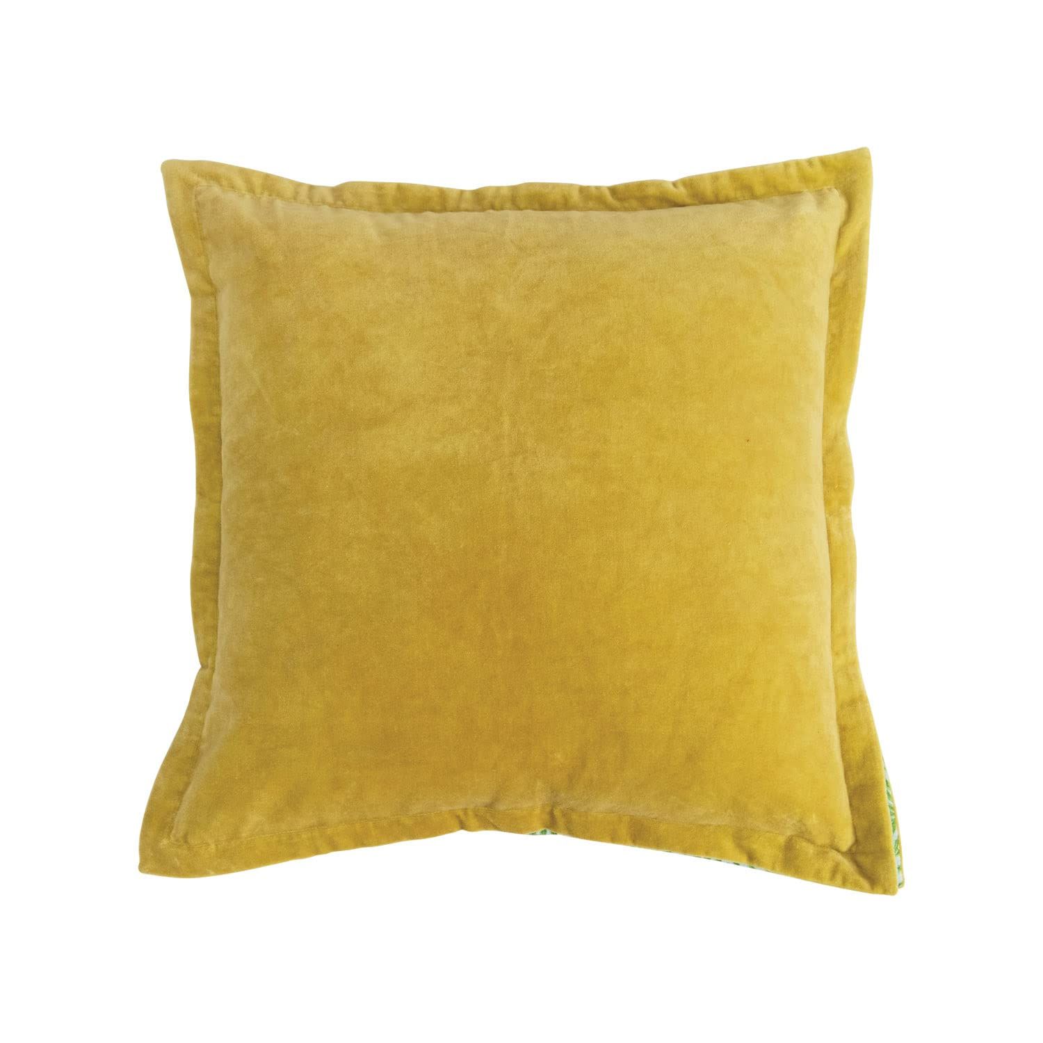 Yellow Velvet Pillow w/ Palm Gusset