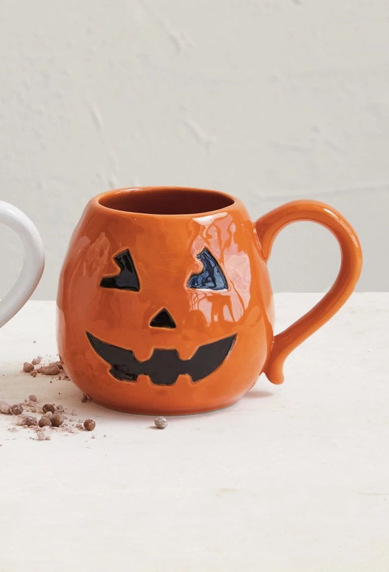 Stoneware Jack-O-Lantern Mugs