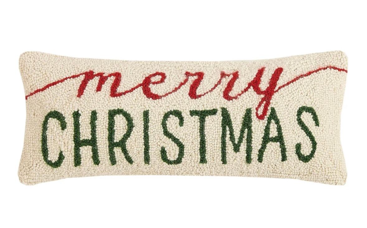 Hooked Merry Christmas Pillow