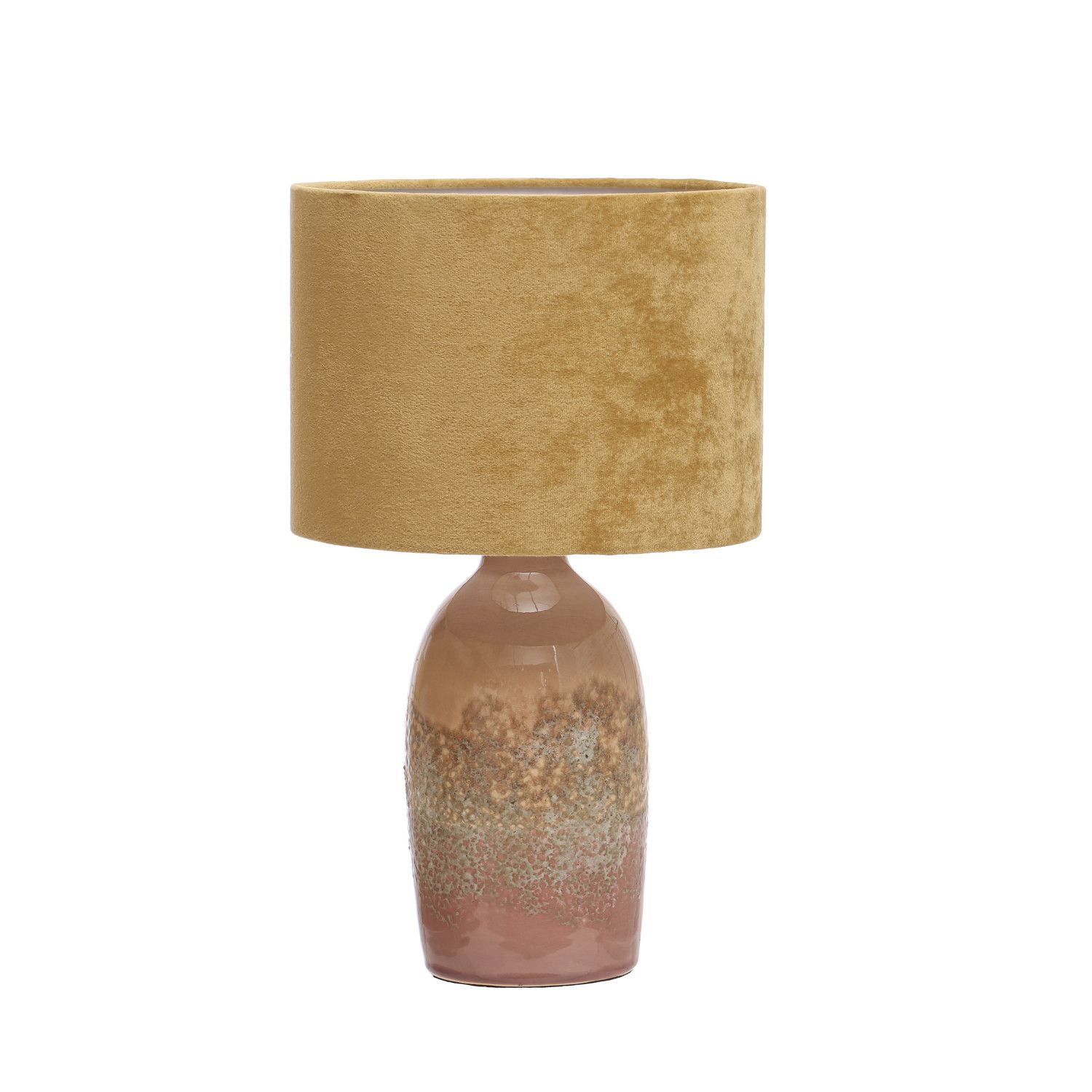 Pink Stoneware Lamp with Velvet Shade
