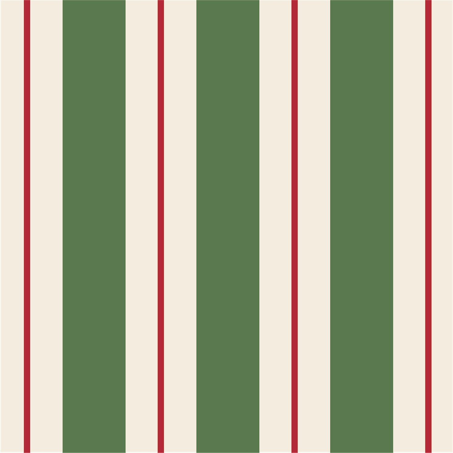 Paper Cocktail Napkins Green &amp; Red Stripe