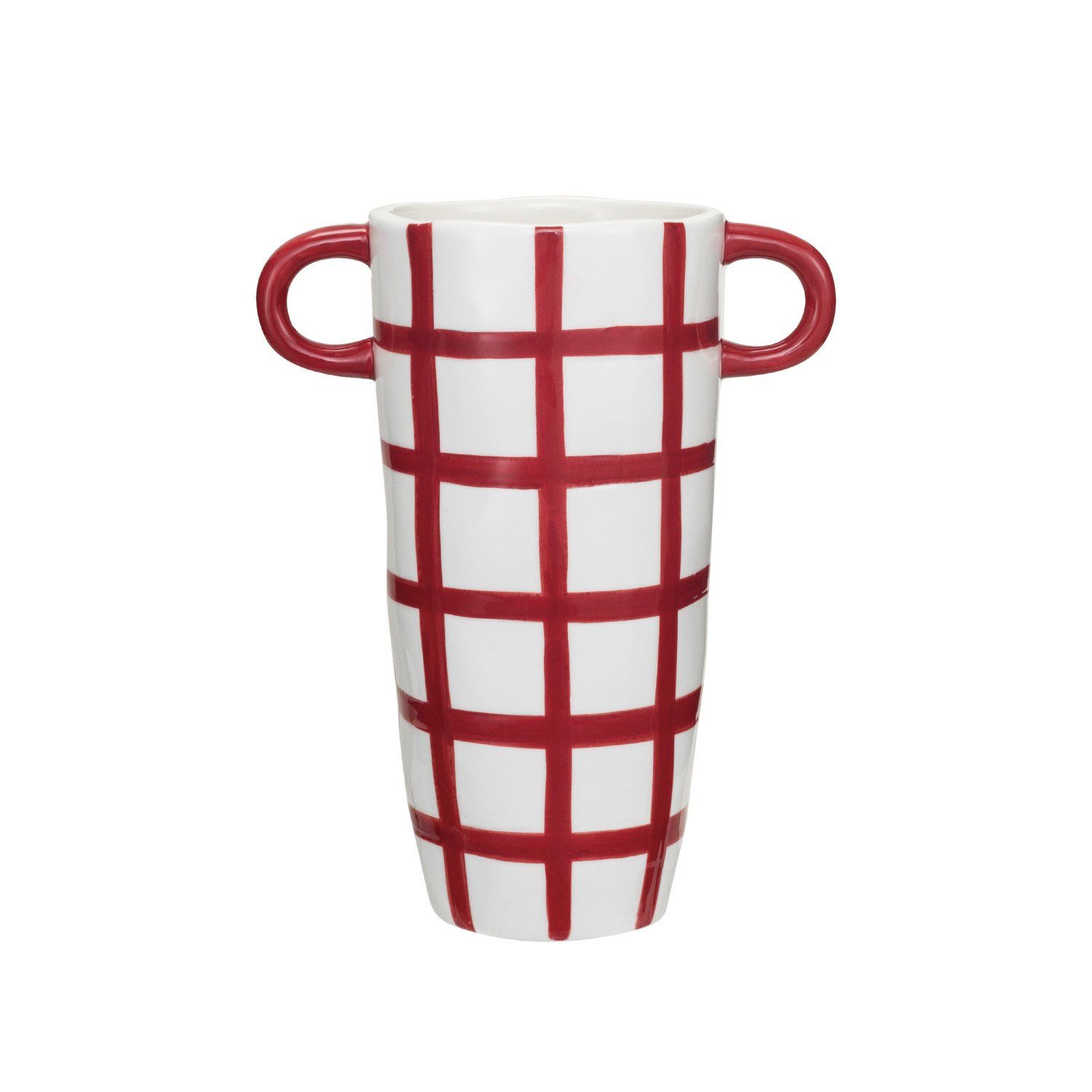 Red &amp; White Grid Vase